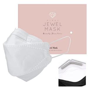 マスク 不織布 立体4層 不織布マスク キレイマスク ジュエルマスク ノーズパッド付マスク KIREI JEWEL MASK 30枚入り (ホワイト)