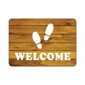 フロアシール  WELCOME 木目 A2サイズ　 (受注生産品実働6日間)｜rabbitsign