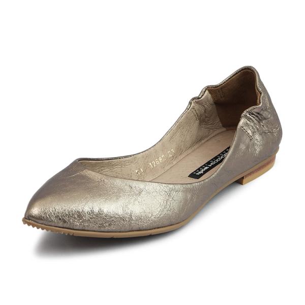 【継続品】works ラボキゴシワークス 12682 BRZ ブロンズ フラットシューズ アーモンド...