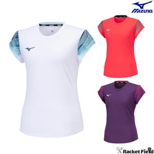 バドミントン ウェア ミズノ MIZUNO ゲームシャツ 62JAB201 ラケットスポーツ レディース 吸汗速乾 動きやすい Tシャツ ユニフォーム テニス ウェア｜racket-field