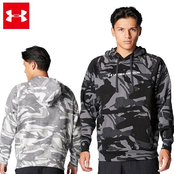 アンダーアーマーUAライバルフリース オールオーバー プリント フーディ メンズ 25FW ブラック...
