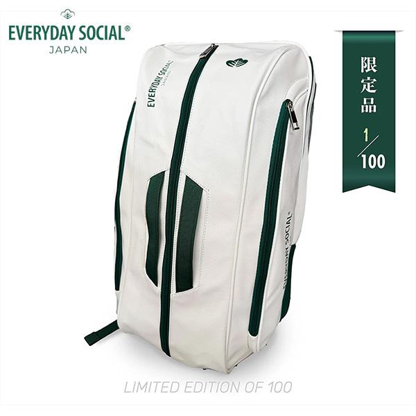 EVERYDAY SOCIAL コートサイドパドルバッグ 限定品 オフホワイト×グリーン ピックルボ...