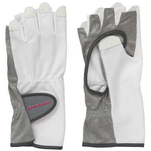 ダンロップ【レディス】TGG-0119W　グローブ〈ハーフタイプ〉（両手セット）ホワイト［手のひら側...