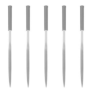 Utoolmart ヤスリセット ヤスリ 鉄工ヤスリ 棒やすり 炭素鋼 全長180mm 棒径5mm 三角形単ハンドル 5個入り 金属 精
