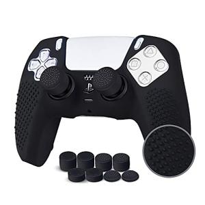 JYXETOV PS5 コントローラー カバー 無料の8ボタンキャップ シリコーン保護 オリジナルの充電