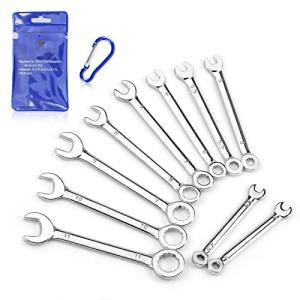 LEONTOOL ミニスパナセット 10本組 4mm〜11mm コンビスパナセット 片目 片口 コンビネーションレンチ 薄型 軽量 カ