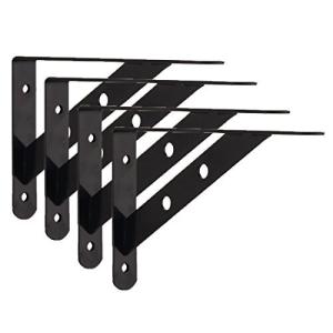 KKlewu l字 棚受け 鉄厚さ3mm アイアンブラケット 4本入れ ビス付き ブラック