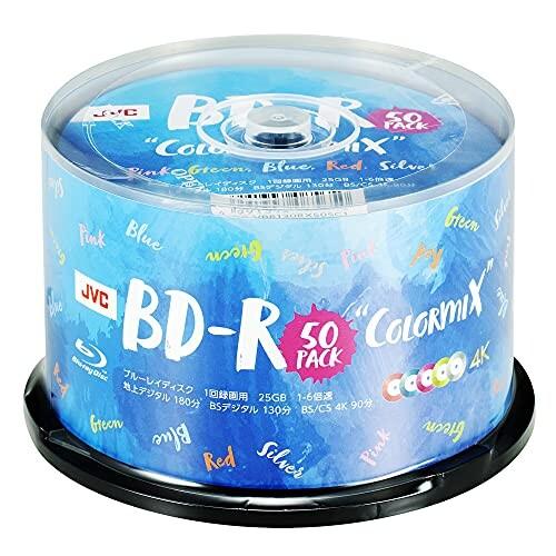 JVCケンウッド 1回録画用 ブルーレイディスク BD-R 25GB 50枚 5色カラーミックス (...