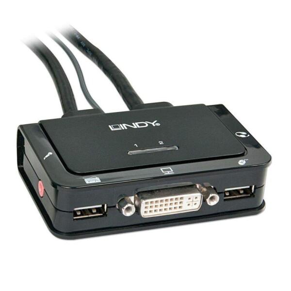 LINDY オーディオ対応 2ポートUSB2.0 DVI KVMスイッチ(型番:42341)