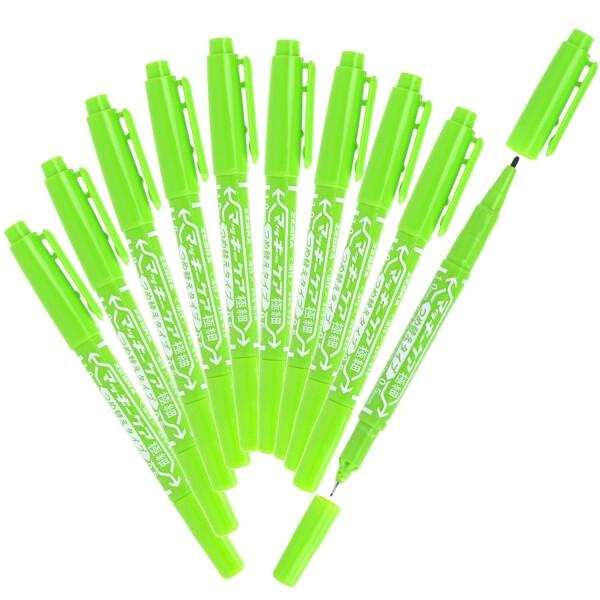 ゼブラ 油性ペン マッキーケア 極細 つめ替えタイプ ライトグリーン 10本 B-YYTS5-LG