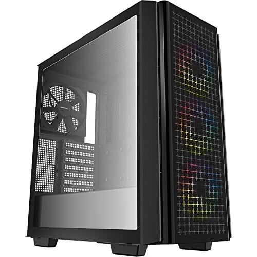 DeepCool CG540 ミッドタワー ATXケース 強化ガラス フロントとサイドパネル 3つの...