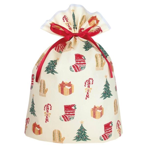 インディゴ クリスマス ラッピング袋 グリーティングバッグLL ハッピークリスマス XG263
