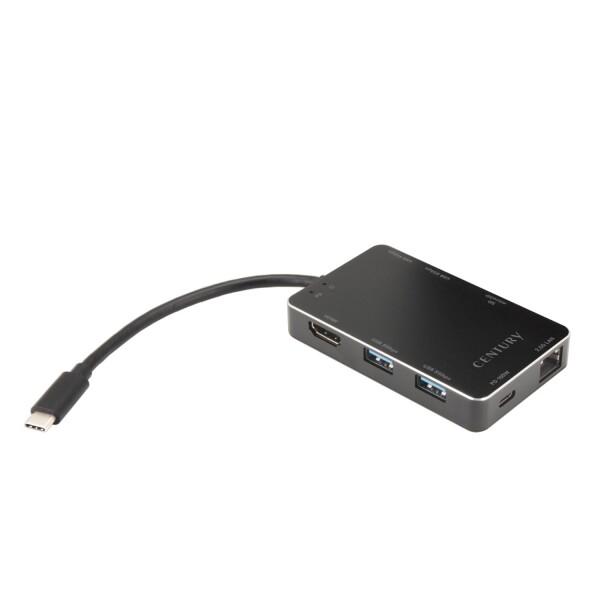 センチュリー USB Type-C接続USB 5Gbpsハブ、HDMI、SDカードリーダー、2.5ギ...