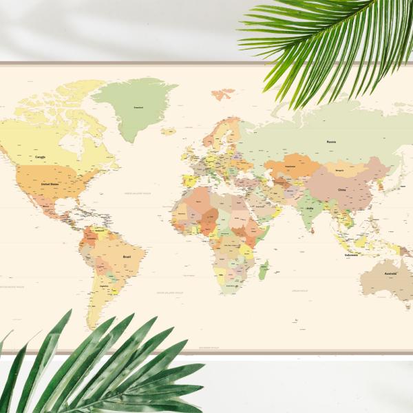 世界地図 ポスター [アンティーク] 英語 オフィス インテリア  World Map ウォールステ...