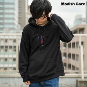 MODISH GAZE モディッシュガゼ T/Cポンチ ピープルイラスト刺繍 プルパーカー オープンセール｜radchamp