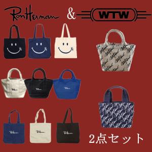 【プレゼント無料進呈中】２点セット　WTW ダブルティー  ロゴトート&amp;RON HERMAN ロンハーマントートバッグ刺繍・ミニ・スマイル　バッグ 母の日に