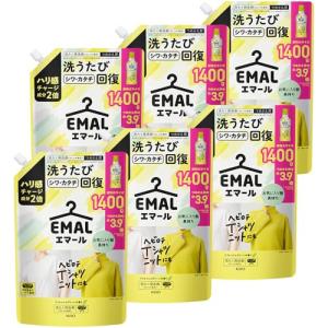 エマール 【ケース販売】 ハリ感チャージ成分2倍配合 洗うたびシワカタチ回復 リフレッシュグリーンの香り つめかえ用 1400ｇ×6個 大容量