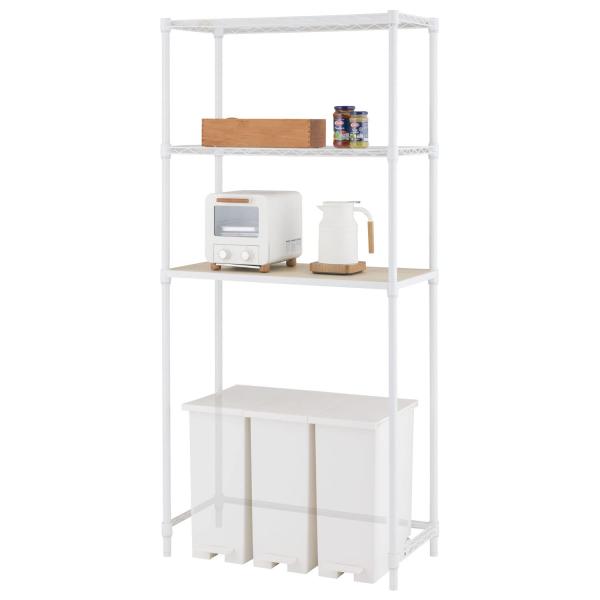 ドウシシャ ルミナス ラテ キッチン収納 ゴミ箱上収納 ホワイト 白 3段 幅80 おしゃれ スチー...