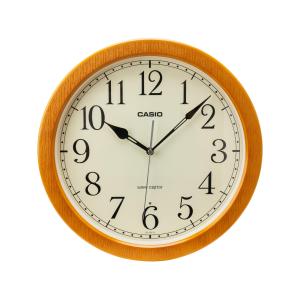 CASIO(カシオ) 壁掛け時計 電波時計 直径32.5cm 木目調 ステップ秒針 夜間秒針停止 薄茶 IQ-1021J-7JF