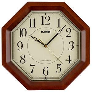 CASIO(カシオ) 掛け時計 電波 ブラウン 直径29.5cm アナログ 八角 木枠 IQ-1106J-5JF