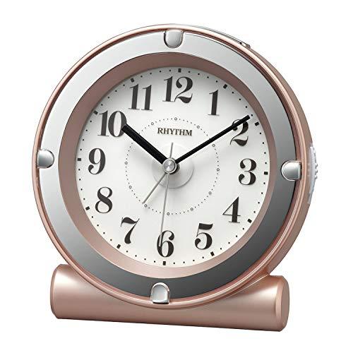 リズム(RHYTHM) 目覚まし時計 アナログ 電子音 アラーム 連続秒針 ライト付き ピンクゴール...