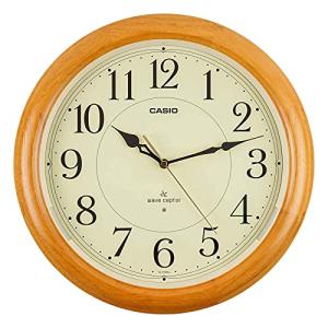 CASIO(カシオ) 掛け時計 電波 ブラウン 直径34cm アナログ 木枠 常時点灯 夜間秒針停止 IQ-1150NJ-7JF