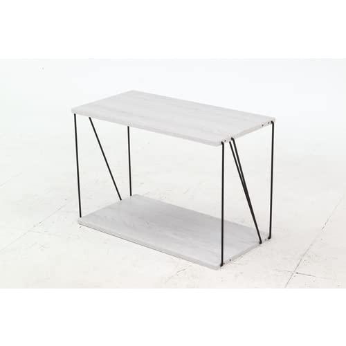 不二貿易 オープンラック ワイヤーラック 幅61×奥行31×高さ40cm ホワイトウォッシュ 2段 ...