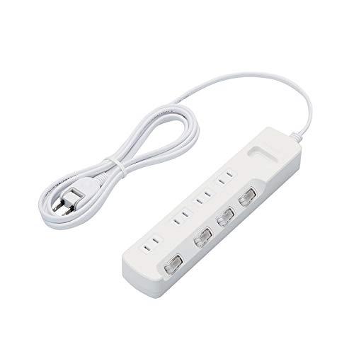 エレコム 電源タップ 雷ガード 個別スイッチ ほこりシャッター付 4個口 2.5m ホワイト T-K...