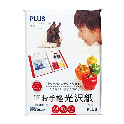 PLUS(プラス) インクジェット用紙 お手軽光沢紙 A4判 100枚入 IT-221GE 46-0...