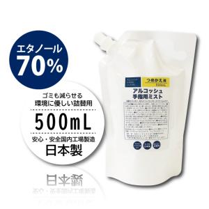 詰め替え用 アルコール配合　手指用ミスト　除菌　スプレー　シャワーポンプ　500mL　ヒアルロン酸　詰替え 