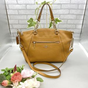 【COACH】コーチ　レザー 2WAY ショルダーバッグ ハンドバッグ　ライトブラウン　59501｜raftelshop