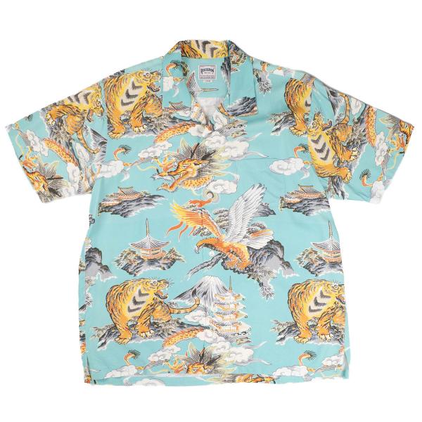 【UT207】 HOUSTON ヒューストン 三つ巴 ALOHA SHIRT 41265 アロハ シ...