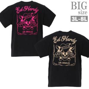 プリントTシャツ 大きいサイズ メンズ 半袖 ED HARDY ドクロ スカル ハート デザインTシ...