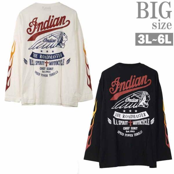 Tシャツ 長袖 大きいサイズ メンズ プリントT INDIAN MOTOCYCLE インディアンモト...