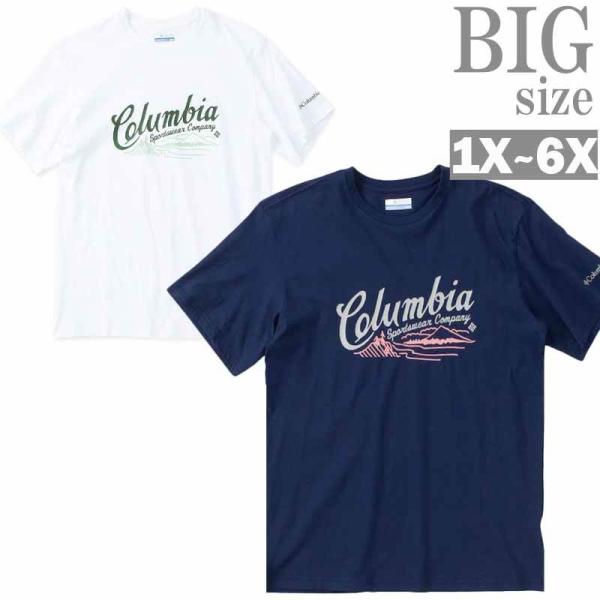 Tシャツ 大きいサイズ メンズ プリントT クルーネック Columbia ブランド ロゴデザイン ...