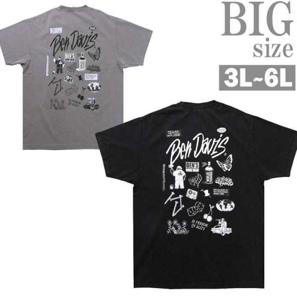 プリントTシャツ ベンデービス 大きいサイズ メンズ BEN DAVIS パウダーブリーチ加工 トッ...
