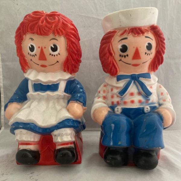 アンティーク　RaggedyAnn&amp;Andyペア貯金箱