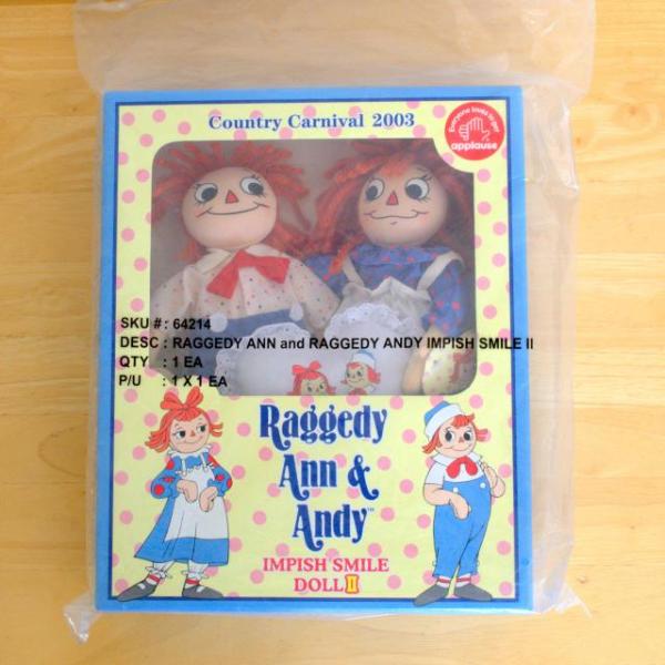 ラガディアン&amp;アンディ インピッシュスマイルドールIIペア、Raggedy Ann &amp; Andy I...