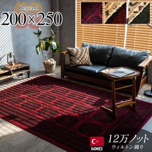 ラグ 3畳 大 ラグマット 200×250cm 絨毯 長方形 トルコ製 ホットカーペットカバー 対応 グリーン 緑 レッド 赤 ウィルトン織り オールシーズン じゅうたん