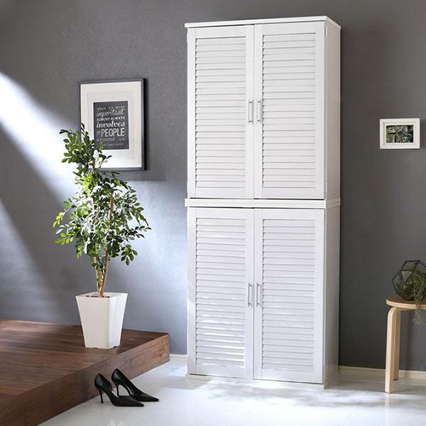 下駄箱 大容量 幅75 スリム おしゃれ 収納 ルーバー シューズラック 靴箱 省スペース 安い く...