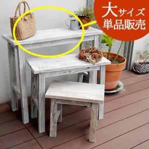 アメリカUSAビンテージグリーンペイント木製スツール飾り台花台シャビーシック スツール風花台 大 ホワイト フラワーラック シャビーシック 庭
