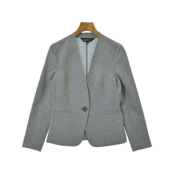 INDIVI ノーカラージャケット レディース インディヴィ 中古　古着