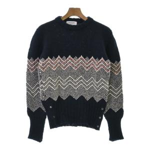 美品▼THOM BROWNE トムブラウン MKC029 コットン ウール 魚柄 Vネック ニット カーディガン マルチカラー 1 正規品 メンズ 美品▽THOM BROWNE トムブラウン MKC029 コットン ウール 魚柄 Vネック