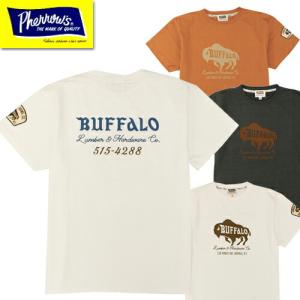 フェローズ Pherrow's Tシャツ 22S-PT3 プリント 半袖 ワッペン ロゴT ひび割れ バッファロー BUFFALO アメカジ 2022年春夏新作