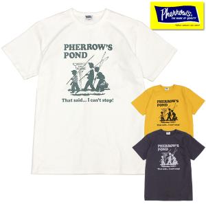 フェローズ Pherrow's Tシャツ 24S-PMT3 プリント 半袖 ロゴT 「PHERROW'S POND」 国産 丸胴 TEE コットン 綿100％ アメカジ メンズ 2024年 春夏 新作｜ragtim-store