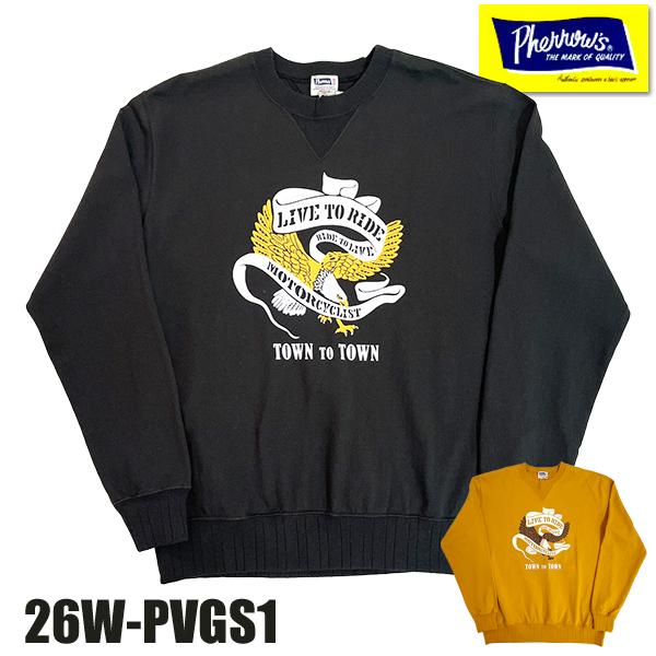 フェローズ Pherrow's ロンT 26W-PVGS1 長袖 プリント Tシャツ スウェット風 ...