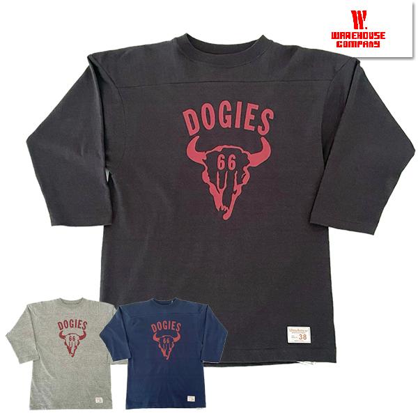 ウエアハウス WAREHOUSE 7分袖 フットボールT Lot 4063 DOGIES Tシャツ ...