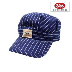 UES ウエス ワークキャップ 82W-SP ウォバッシュ ストライプ 帽子 CAP アメカジ 定番 ロゴ インディゴ ブルー プレゼント 男性 メンズ ラッピング可能 日本製｜ragtim-store