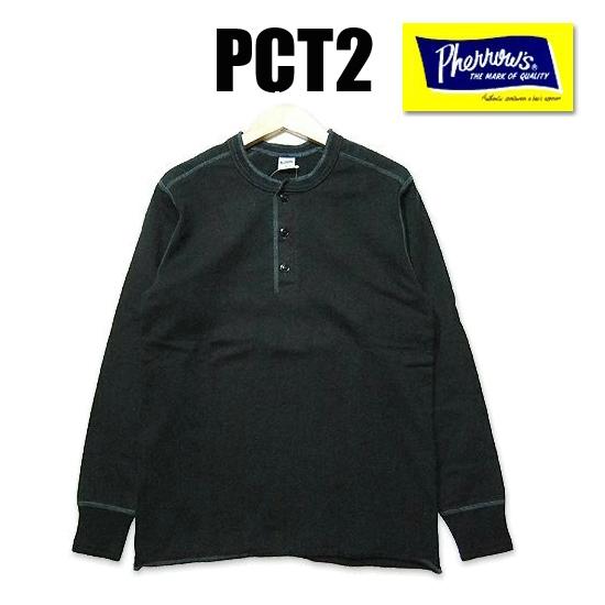 フェローズ Pherrow's ロンT PCT2 黒 ブラック ヘンリーネック Tシャツ 長袖 無地...