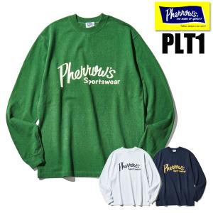 フェローズ Pherrow's ロンT PLT1 ロゴ プリント 長袖 Tシャツ カットソー コットン  ネイビー ホワイト グリーン アメカジ 定番 ロングセラー メンズ